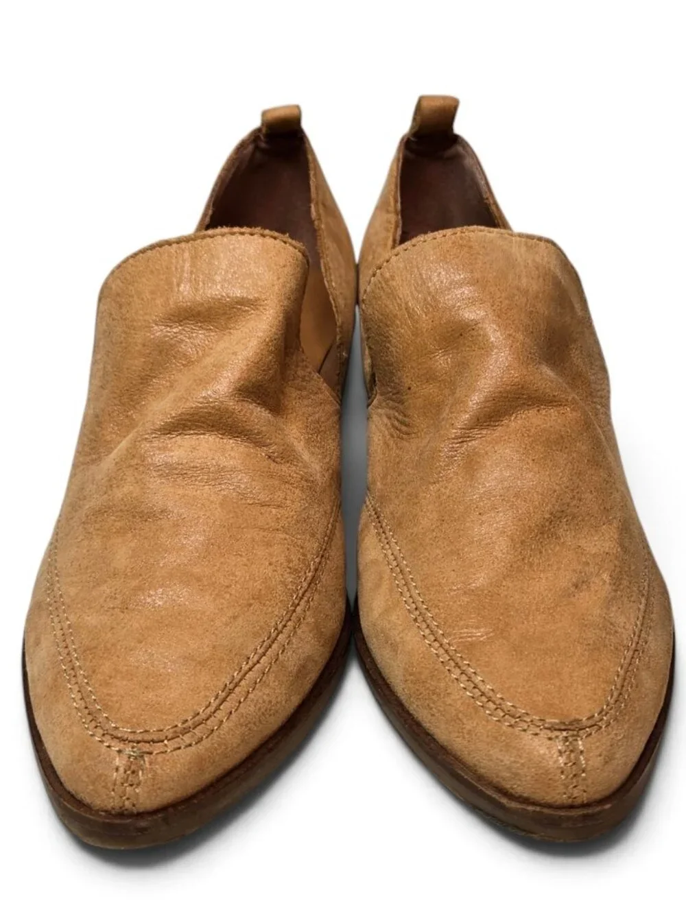 Lucky Brand Mahzan Heeled Loafers Women's Tan Pointy Toe Cut Out Side 8